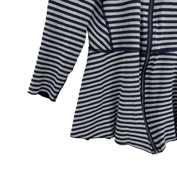 SOFT SURROUNDINGS Jacket Striped Reversible Full Zip Blue Gray 2BW08 - Picture 4 of 8